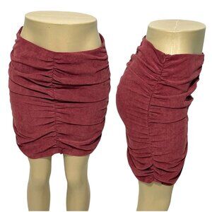 Zara Draped Corduroy Ruched Mini Skirt Size Large
